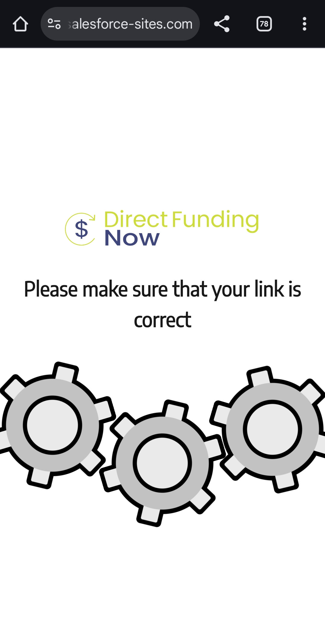 Direct Funding Now Salesforce application page